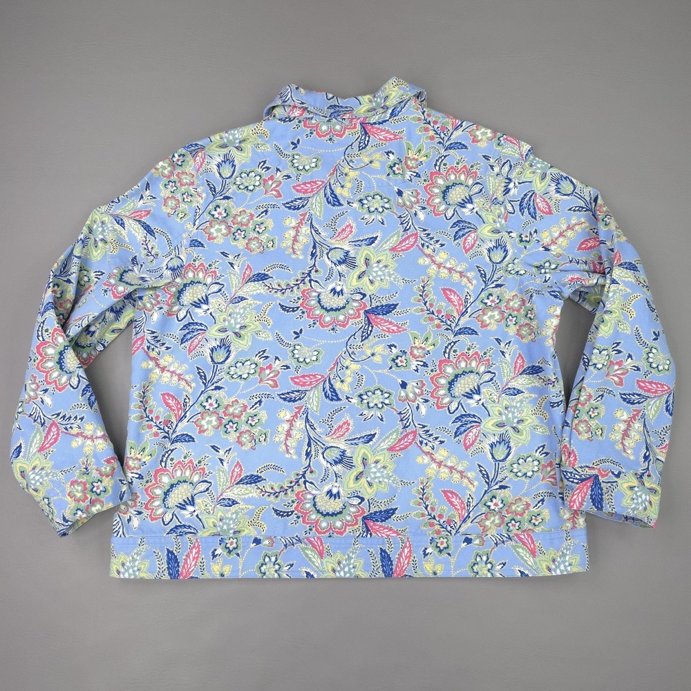 The Tog Shop Jacket Womens XL Blue Floral Print Cotton Button Front Preppy - Picture 13 of 14